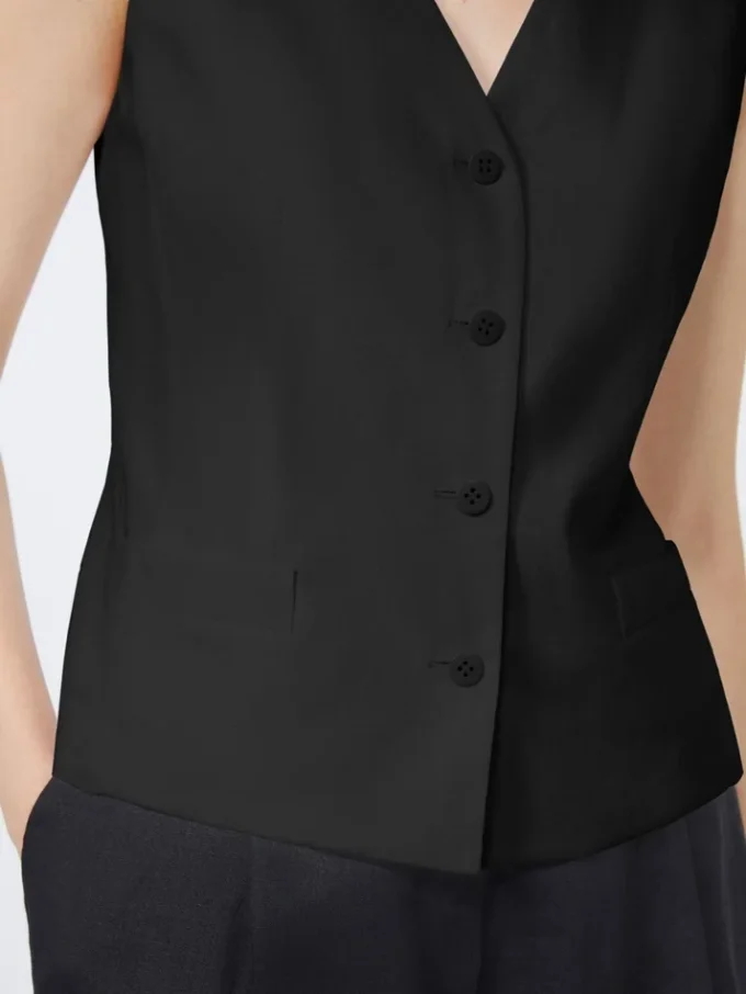 Gilet en toile de lin, noir Gilet en toile de lin, noir