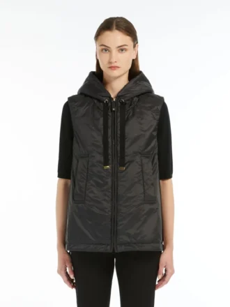 Gilet matelassé à capuche hydrofuge, noir