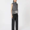 Gilet matelassé en cachemire et toile, gris moyen, déperlant Gilet matelassé en cachemire et toile, gris moyen, déperlant