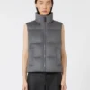 Gilet matelassé en cachemire et toile, gris moyen, déperlant Gilet matelassé en cachemire et toile, gris moyen, déperlant