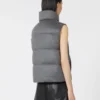 Gilet matelassé en cachemire et toile, gris moyen, déperlant Gilet matelassé en cachemire et toile, gris moyen, déperlant