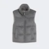 Gilet matelassé en cachemire et toile, gris moyen, déperlant Gilet matelassé en cachemire et toile, gris moyen, déperlant