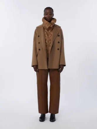 Gilet matelassé en toile de nylon hydrofuge, couleur caramel