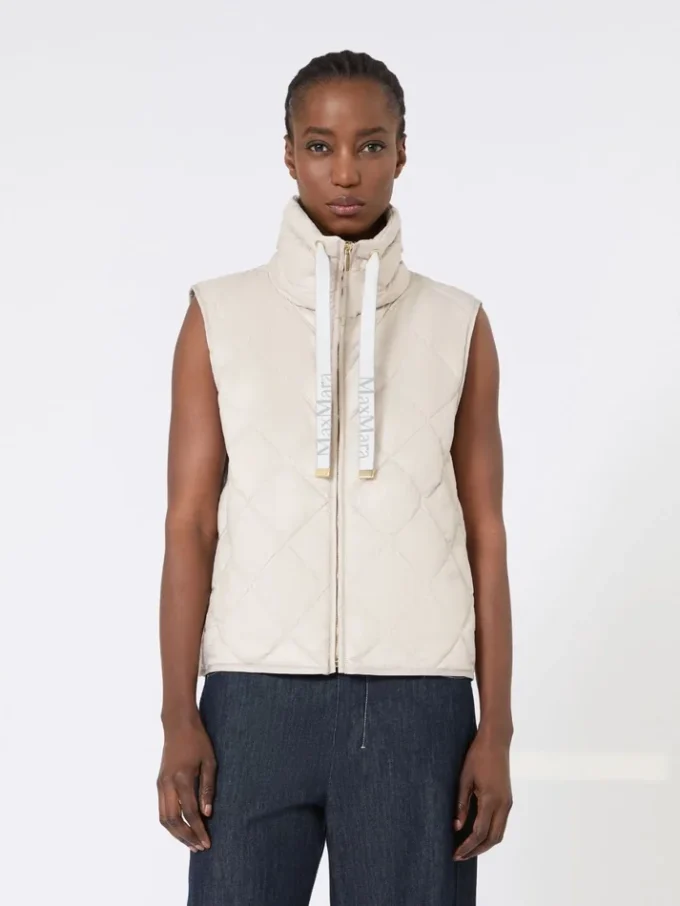 Gilet matelassé en toile de nylon hydrofuge, couleur sable