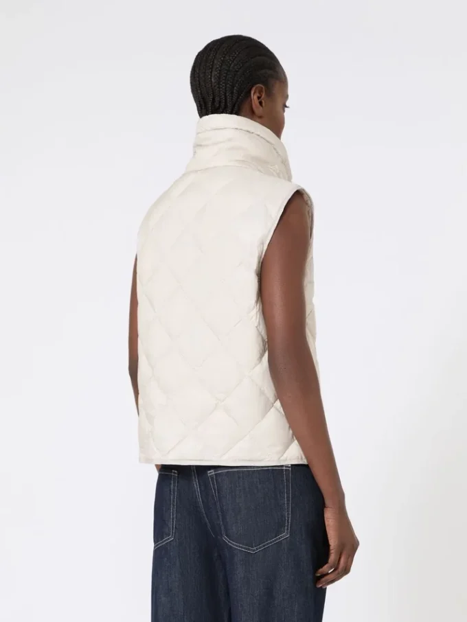 Gilet matelassé en toile de nylon hydrofuge, couleur sable
