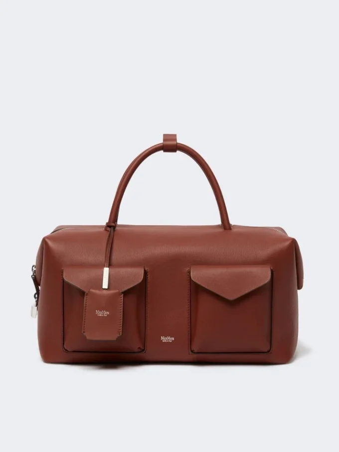 Grand sac Boston en cuir avec poches, couleur rouille Grand sac Boston en cuir avec poches, couleur rouille
