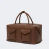 Grand sac Boston en cuir avec poches, marron Grand sac Boston en cuir avec poches, marron