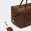 Grand sac Boston en cuir avec poches, marron Grand sac Boston en cuir avec poches, marron