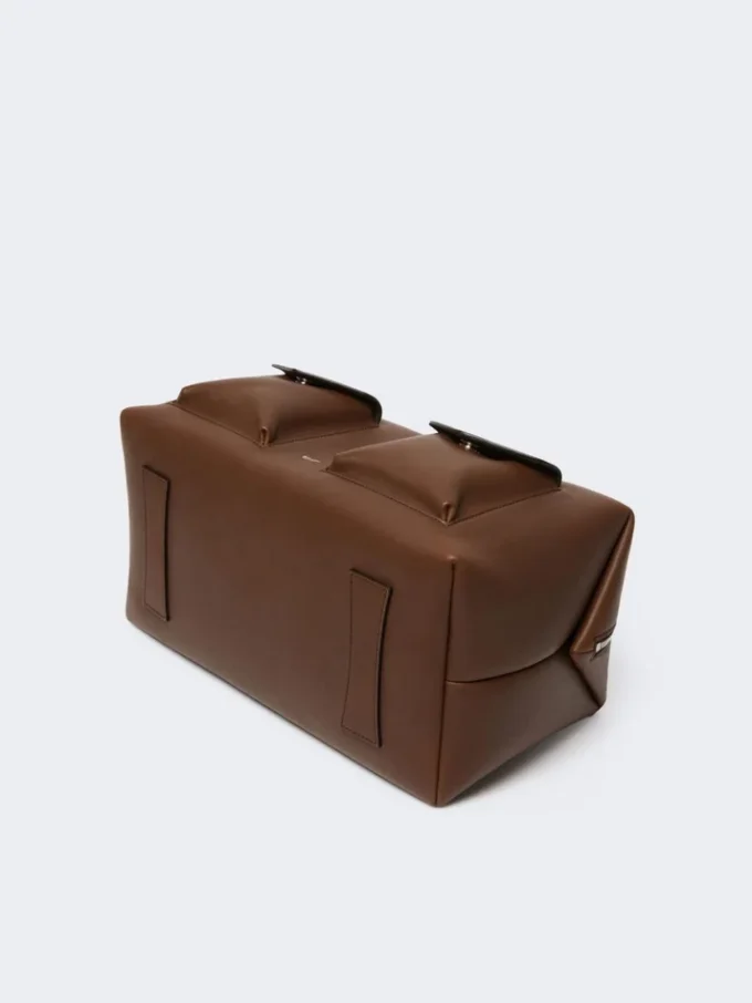 Grand sac Boston en cuir avec poches, marron Grand sac Boston en cuir avec poches, marron
