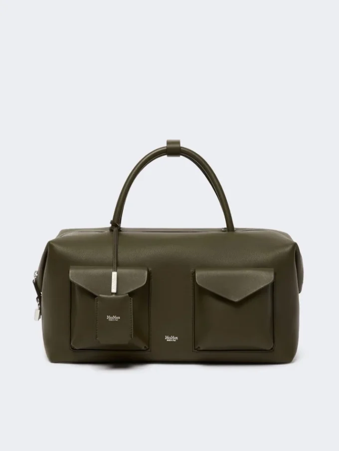 Grand sac Boston en cuir avec poches, marron foncé Grand sac Boston en cuir avec poches, marron foncé