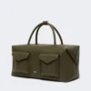 Grand sac Boston en cuir avec poches, marron foncé Grand sac Boston en cuir avec poches, marron foncé