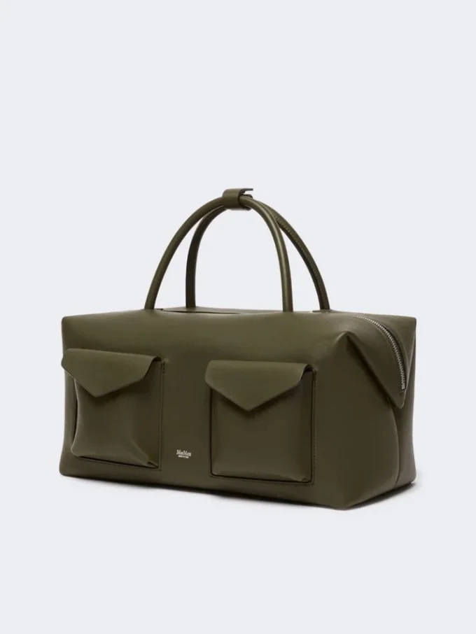 Grand sac Boston en cuir avec poches, marron foncé Grand sac Boston en cuir avec poches, marron foncé