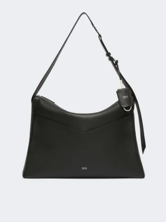 Grand sac à main en cuir mat, noir