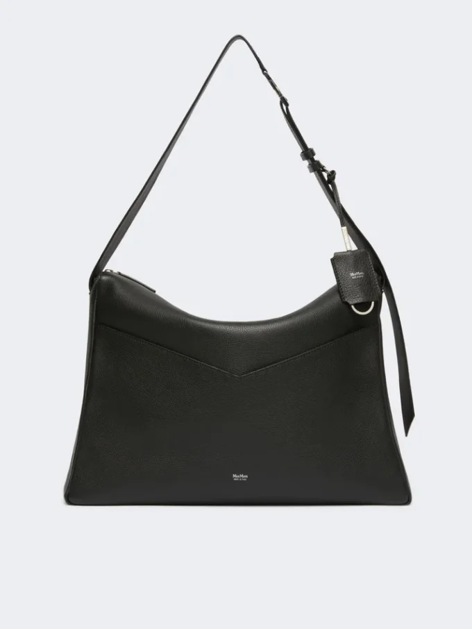Grand sac à main en cuir mat, noir Grand sac à main en cuir mat, noir