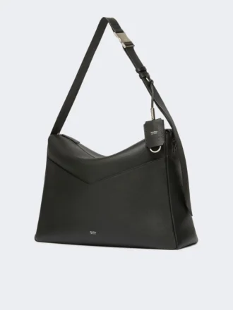 Grand sac à main en cuir mat, noir