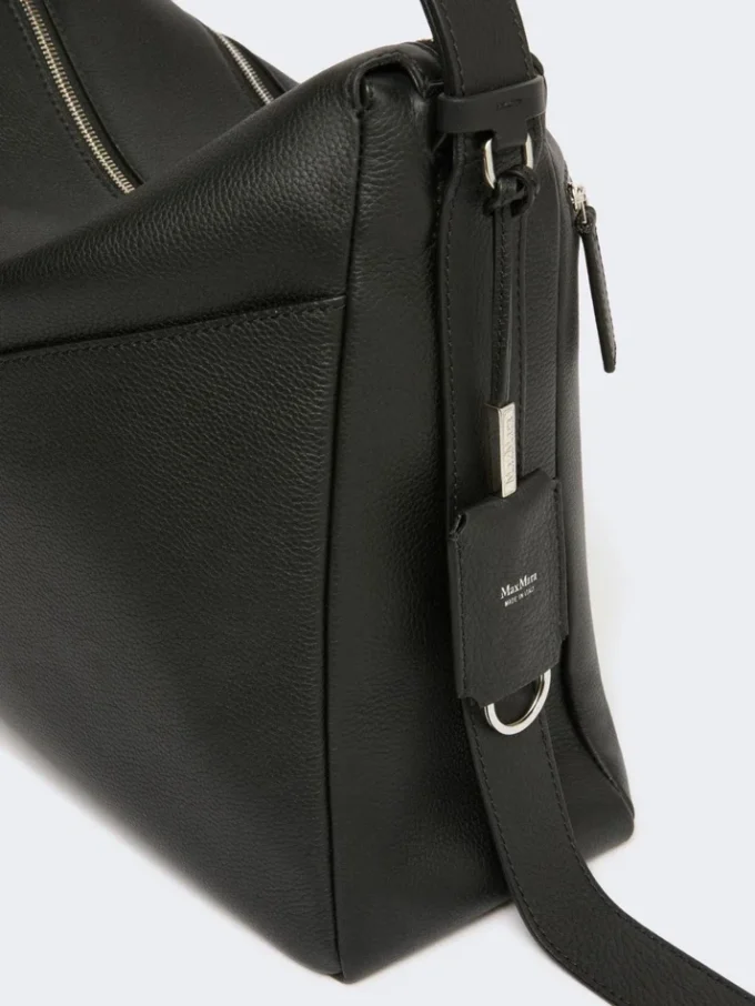 Grand sac à main en cuir mat, noir Grand sac à main en cuir mat, noir