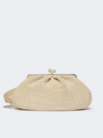 Grand sac Pasticcino effet raphia, couleur tourterelle