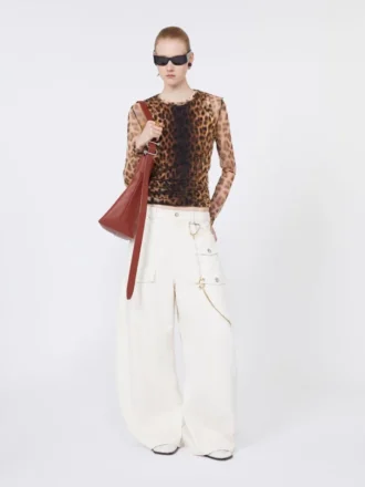 Haut bicolore à imprimé animalier, dégradé de beige