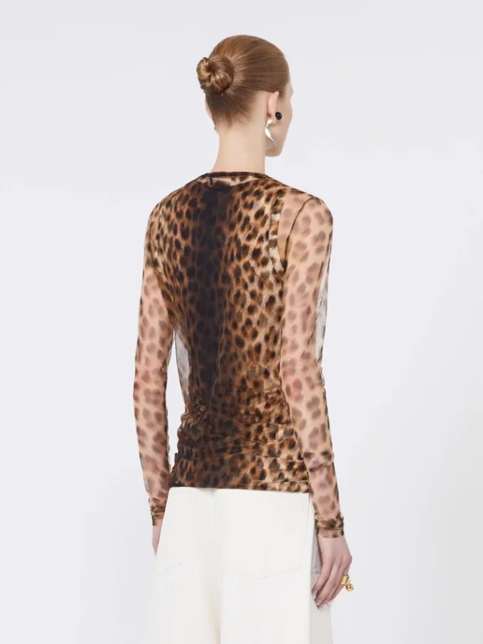 Haut bicolore à imprimé animalier, dégradé de beige Haut bicolore à imprimé animalier, dégradé de beige