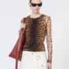 Haut bicolore à imprimé animalier, dégradé de beige Haut bicolore à imprimé animalier, dégradé de beige