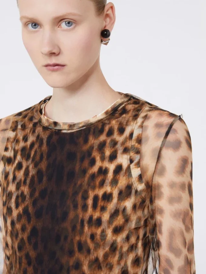 Haut bicolore à imprimé animalier, dégradé de beige Haut bicolore à imprimé animalier, dégradé de beige