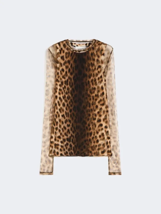 Haut bicolore à imprimé animalier, dégradé de beige Haut bicolore à imprimé animalier, dégradé de beige