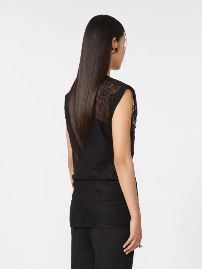 Haut en dentelle bicolore, noir