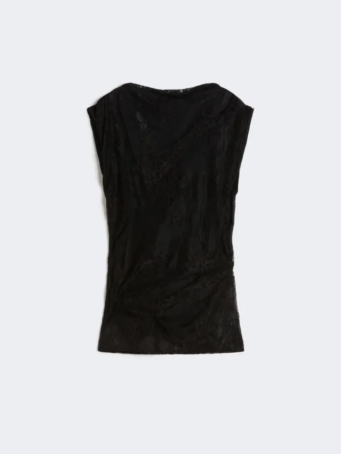 Haut en dentelle bicolore, noir