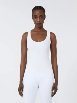 Haut en fil mélangé viscose, blanc optique