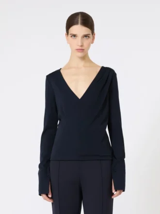 Haut en jersey de laine, bleu outremer