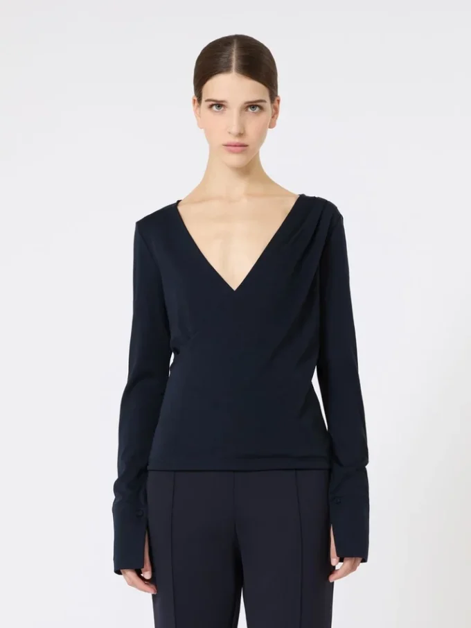 Haut en jersey de laine, bleu outremer Haut en jersey de laine, bleu outremer