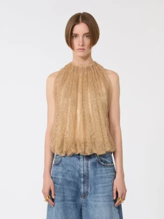 Haut en maille avec cristaux, camel