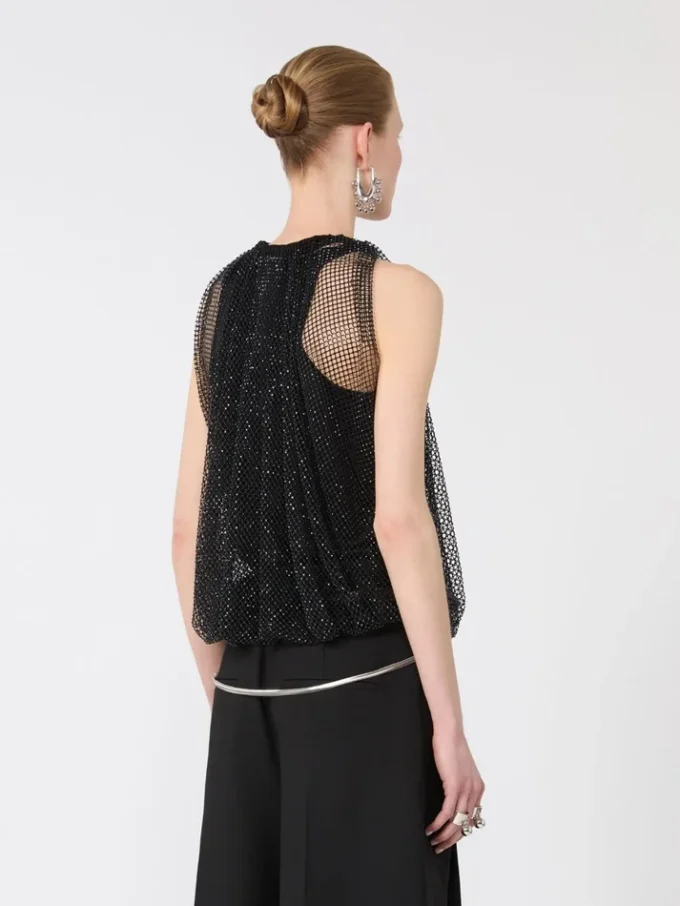 Haut en maille avec cristaux, noir