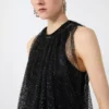 Haut en maille avec cristaux, noir