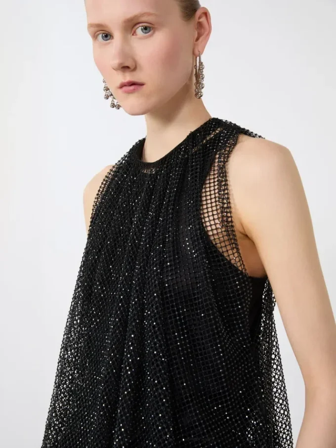 Haut en maille avec cristaux, noir