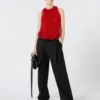 Haut en maille avec cristaux, rouge