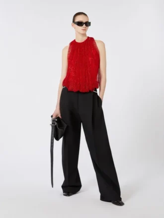 Haut en maille avec cristaux, rouge