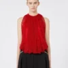 Haut en maille avec cristaux, rouge