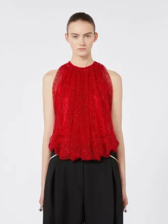 Haut en maille avec cristaux, rouge