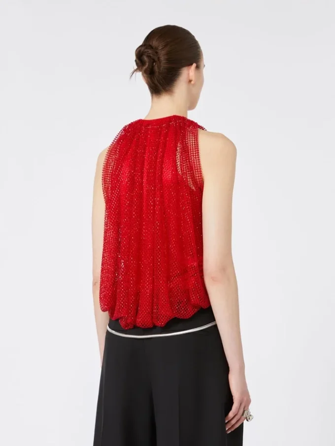 Haut en maille avec cristaux, rouge
