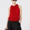Haut en maille avec cristaux, rouge
