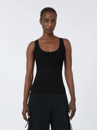 Haut en maille mélangée viscose, noir