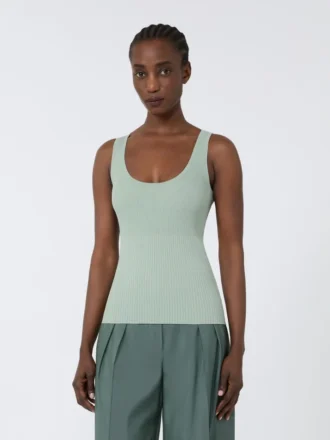 Haut en maille mélangée viscose, vert sauge