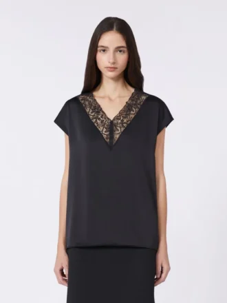 Haut féminin en satin, noir