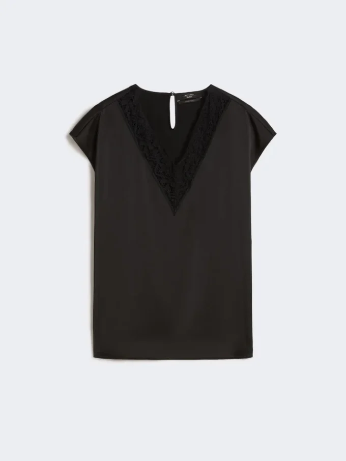 Haut féminin en satin, noir Haut féminin en satin, noir