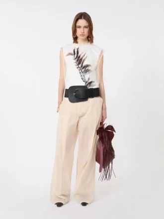Haut sans manches double épaisseur en satin et tulle, blanc