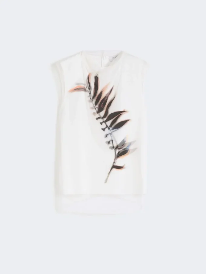 Haut sans manches double épaisseur en satin et tulle, blanc Haut sans manches double épaisseur en satin et tulle, blanc