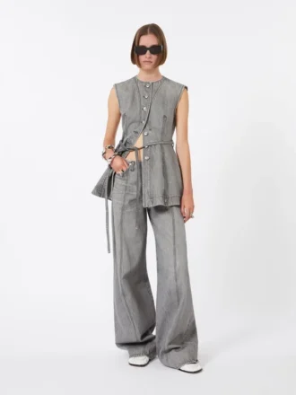 Haut sans manches en denim ajusté, noir