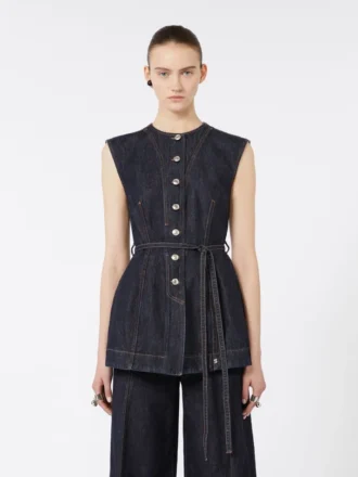 Haut sans manches en denim, bleu nuit