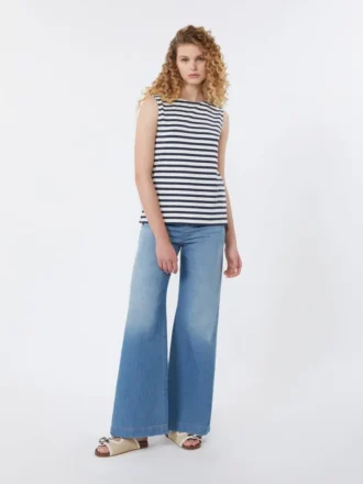 Haut sans manches en jersey interlock, bleu marine